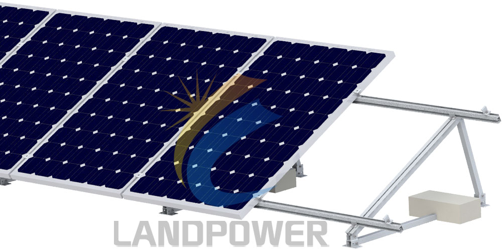 Montagem solar em telhado plano triangular ajustável